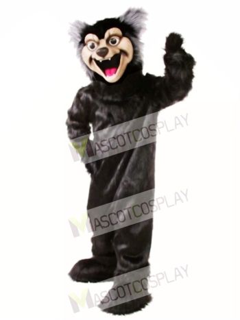 Cute Black Wolf Mascot Costume