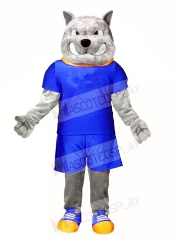 Gray Dog in Blue Suit Mascot Costumes Animal