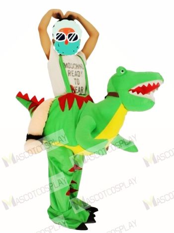 Children/ Kids Piggyback Carry Me Ride on Open Mouth Green Dinosaur Dragon Mascot Costume