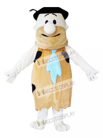 Fred Flintstone Modern Stone Age Brown Savage Mascot Costume  