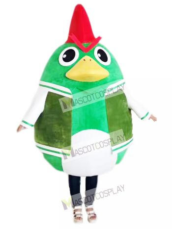 Rooster Cock Chicken in Green Suit Mascot Costume