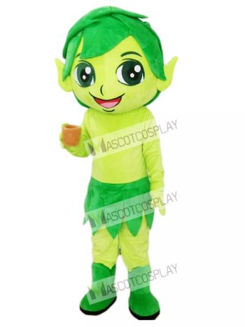 Green Elf Wizard with Leaves Mascot Costume