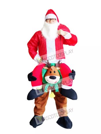 Reindeer Carry Me Mascot Costume Reindeer Carry Santa Claus Christmas Fancy Dress
