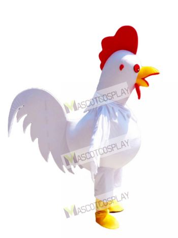 White Cock Rooster Mascot Costume 