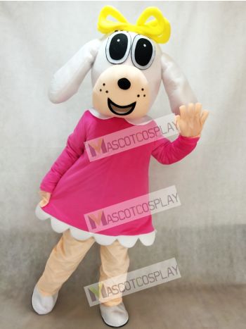 Female Dog In Fuchsia Dress Mascot Costume Animal 