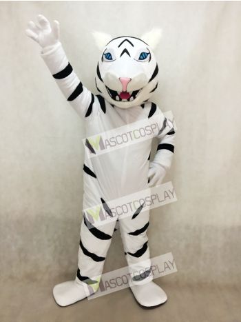 White Albino Tiger Mascot Costume with No Beard