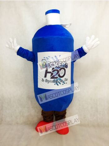 Dark Blue Water Bottle Mascot Costume with the Red Shoes 