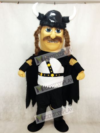 Odin Viking Plush Mascot Costume with Black Cloak 