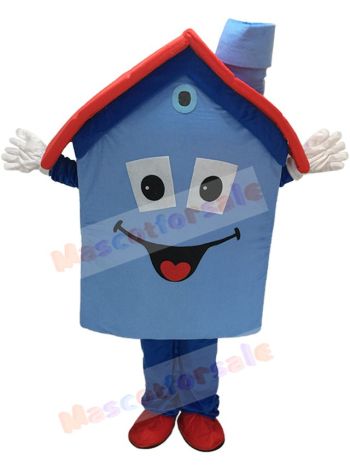Blue Housing House Mascot Costume Home Mascot Real Estate
