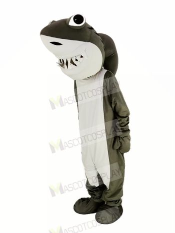 Gray and White Shark Mascot Costume