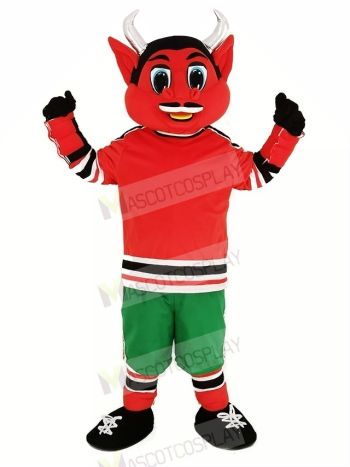 New Jersey Red Devil with Green Trousers Mascot Costume