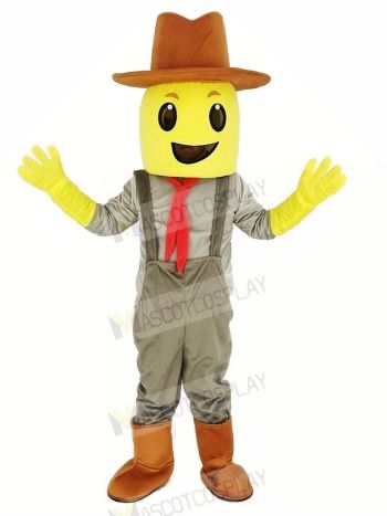 Blockhead Corn Crop Cowboy Mascot Costume