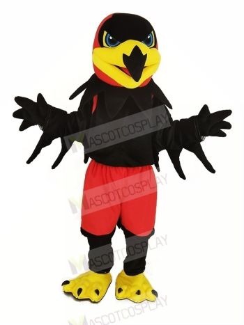 Black Night Hawk with Red Pants Mascot Costume