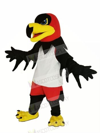 Black Night Hawk with White Vest Mascot Costume