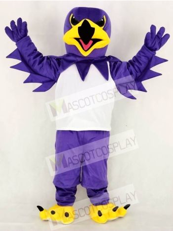 Purple Night Hawk with White Vest Mascot Costume School 	