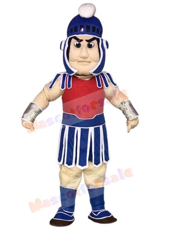 Blue Spartan Trojan Knight Sparty with Red Chest Mascot Costumes 