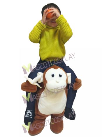 Piggyback Monkey Carry Me Ride Brown Monkey with a Banana For Kid Mascot Costume