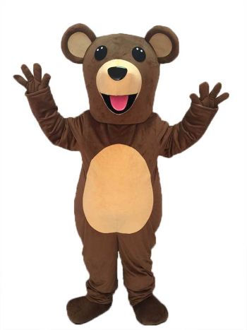 Teddy Bear Mascot Costume with Pink Tongue