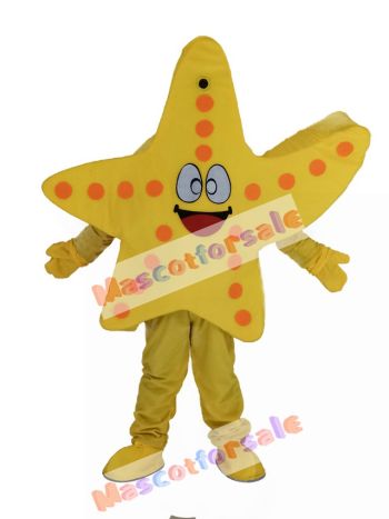 Smiling Yellow Starfish Mascot Costume