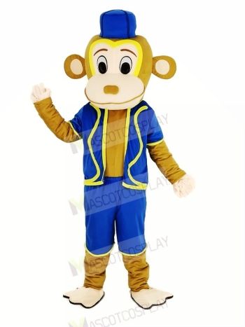 Clown Monkey in Blue Vest Mascot Costume Animal