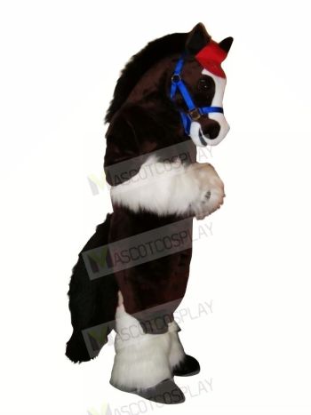Cute Horse with Long Tail Mascot Costumes Cartoon