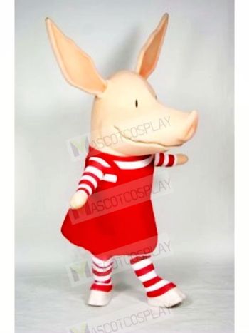 Pig in Red Dress Mascot Costumes Cartoon