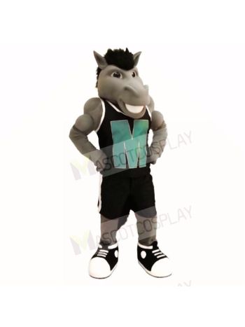 Grey Power Mustang with Black Shirt Mascot Costumes School