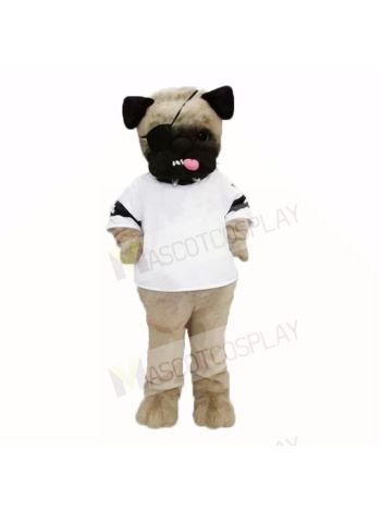 Ugly Pug Dog With White Shirt Mascot Costumes Cartoon