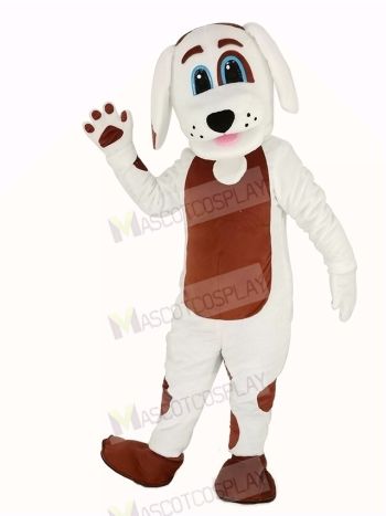 White Dog with Brown Belly Mascot Costume