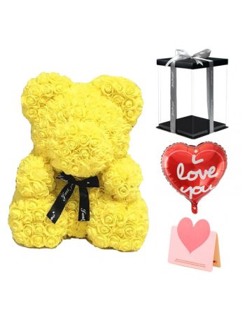 Yellow Rose Teddy Bear Flower Bear Best Gift for Mother's Day, Valentine's Day, Anniversary, Weddings and Birthday