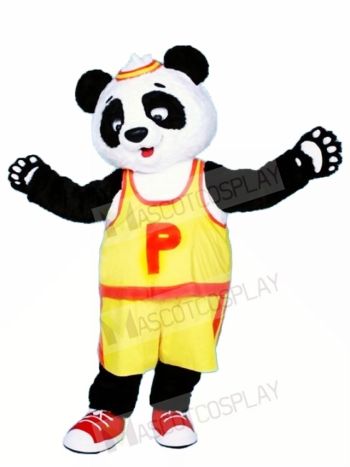 Yellow T shirt Panda Mascot Costume 