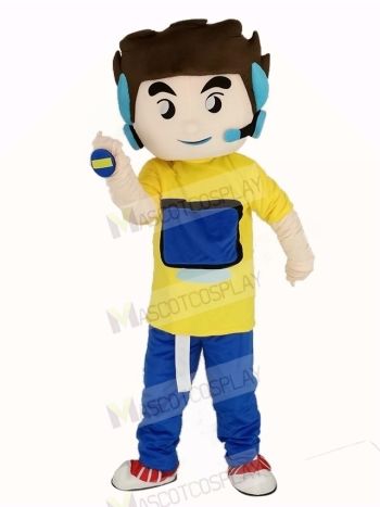 Earphone Computer Boy Mascot Costume People