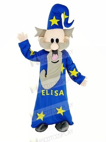 Wizard Magician with Blue Coat Mascot Costume People