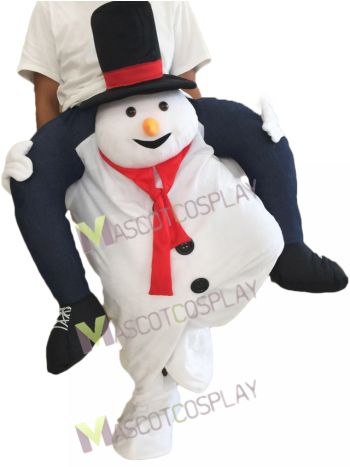 Piggyback Snowman Carry Me Ride White Snowman Mascot Costume 
