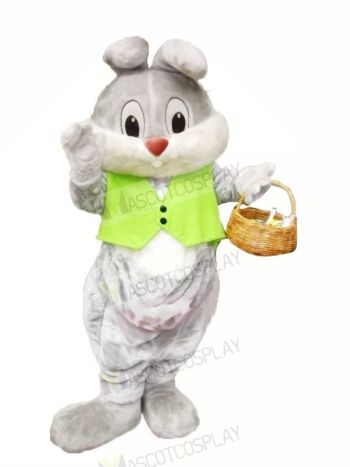 Christmas Bunny with Green Vest Mascot Costumes Animal