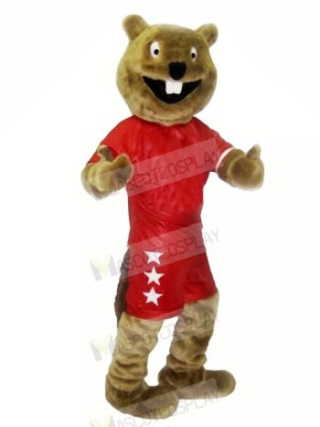 Brown Beaver with Red Suit Mascot Costumes Cheap