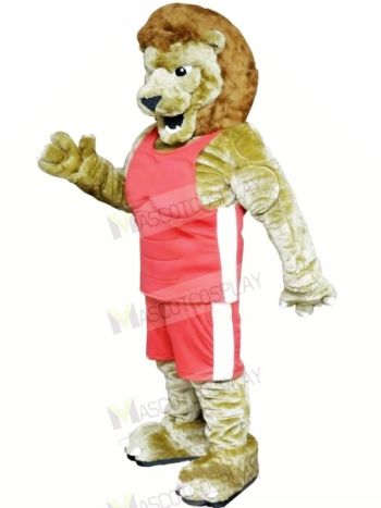 Power Lion with Pink Suit Mascot Costumes Cartoon