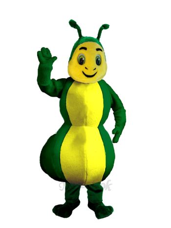 Cute Green Caterpillar with Yellow Belly Mascot Costume